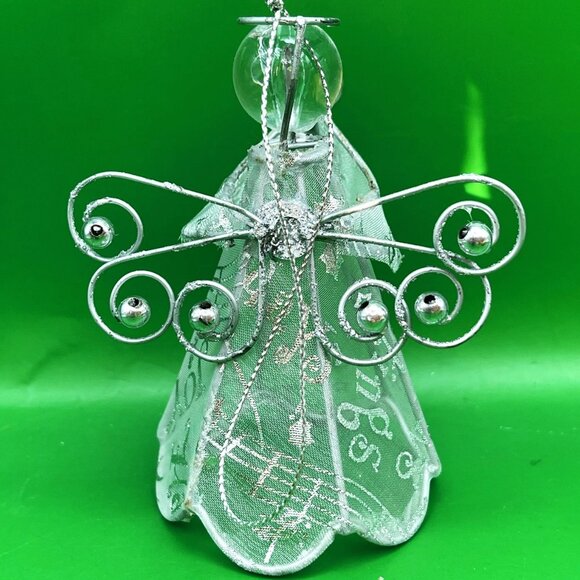 VTG Satin Ball Mesh Heart Star Angel Ornament Set/4 Gold Silver Tassel Beaded - Picture 8 of 10